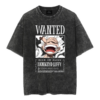 "Washed Black Oversized T-Shirt with Minimal Anime Art"