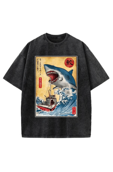 "Shark Wave - Ukiyo-e Inspired Graphic Tee"